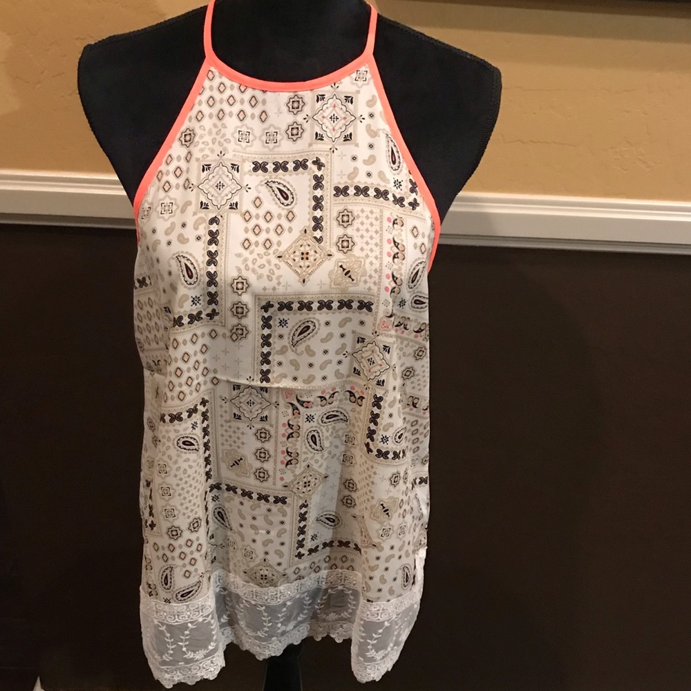 White and Orange Spaghetti Strap shirt